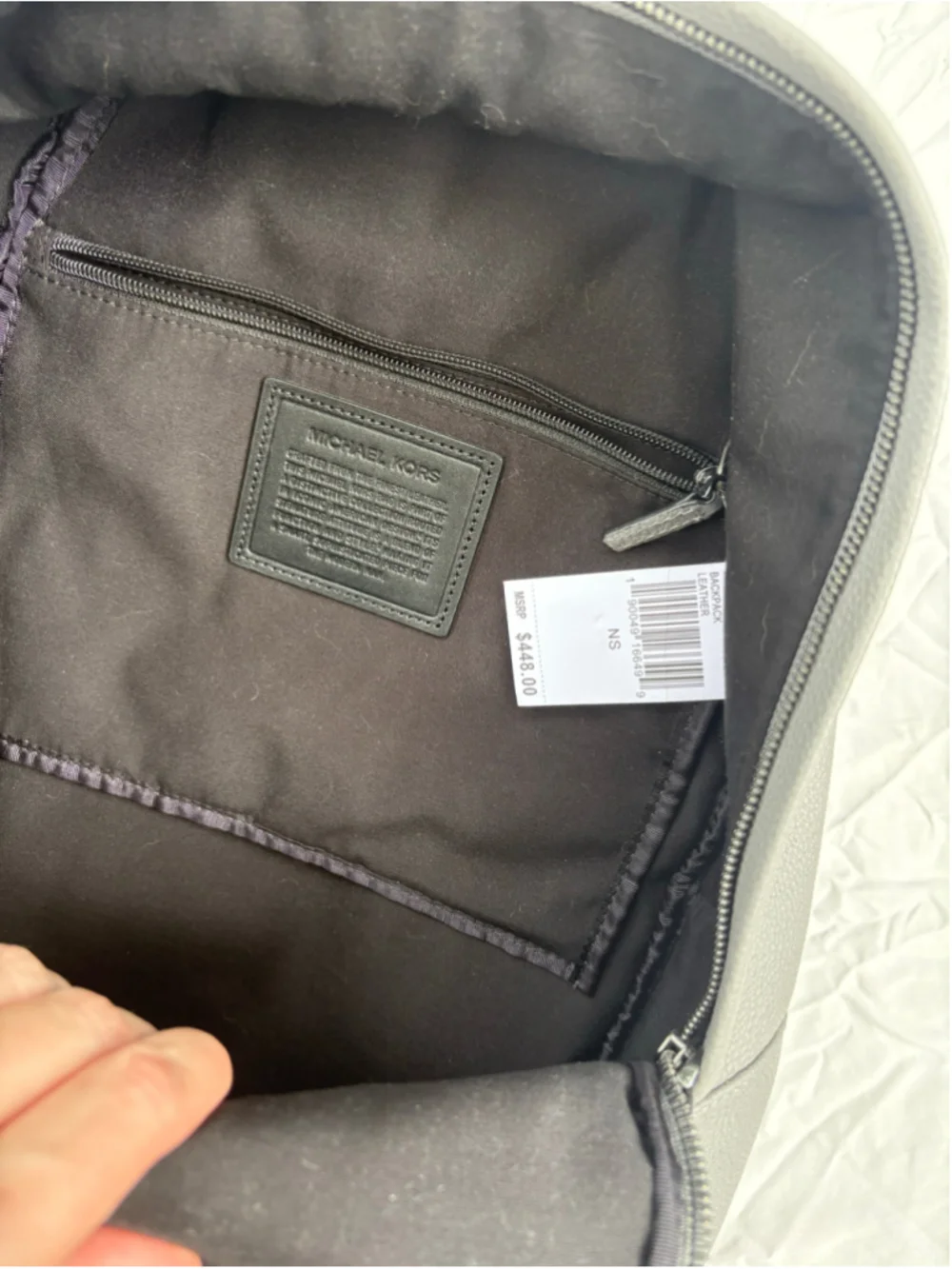 Authentic Michael kors leather Grayson gray with gunmetal hardware